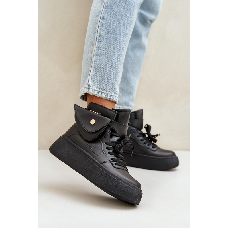 Vysoké sneakers s vreckom na platforme čierne Saramis - Čierna