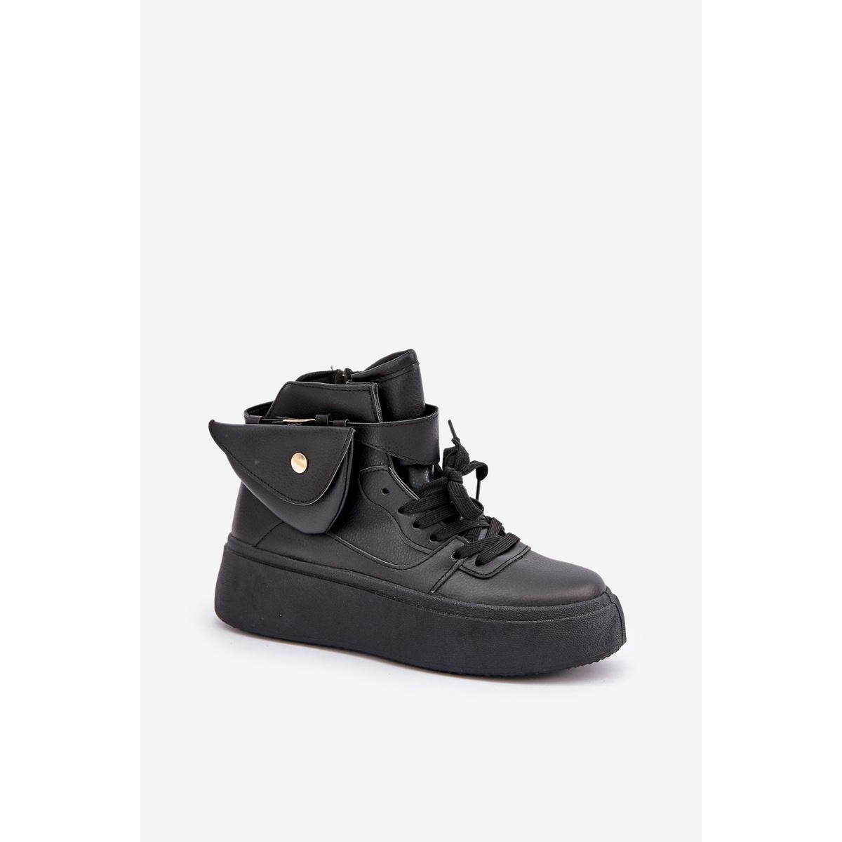 Vysoké sneakers s vreckom na platforme čierne Saramis - Čierna