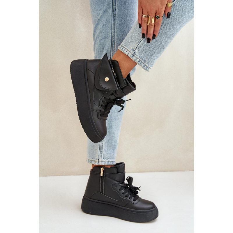 Vysoké sneakers s vreckom na platforme čierne Saramis - Čierna