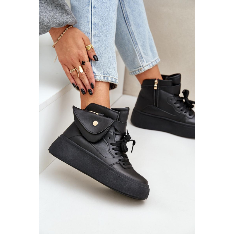 Vysoké sneakers s vreckom na platforme čierne Saramis - Čierna
