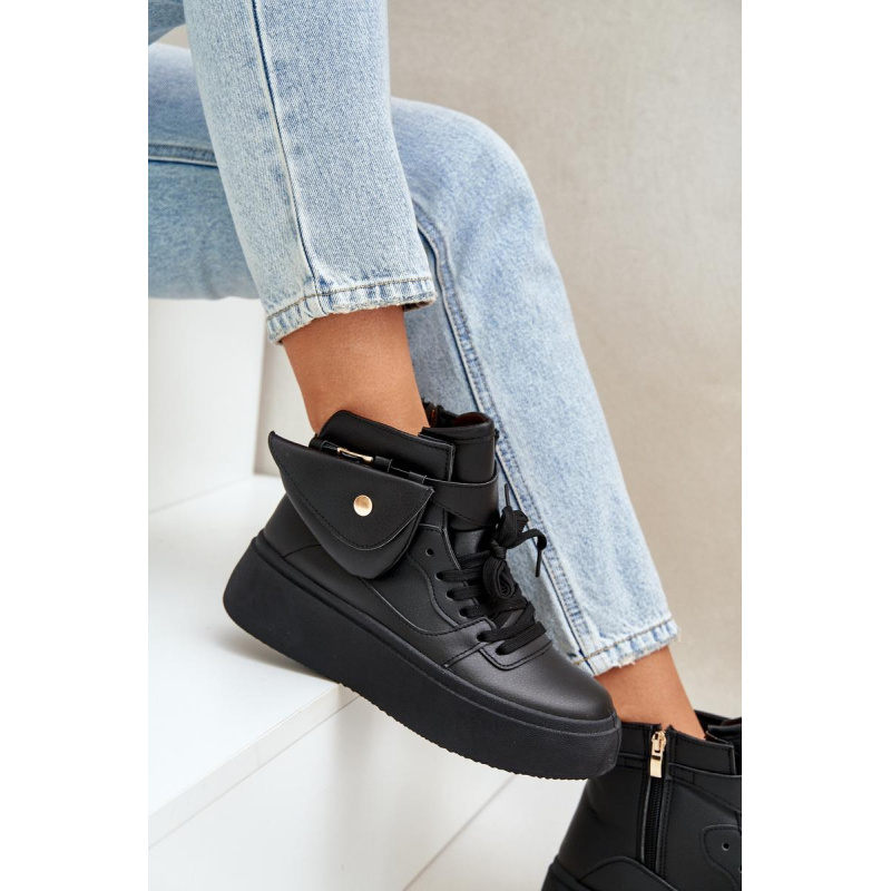 Vysoké sneakers s vreckom na platforme čierne Saramis - Čierna