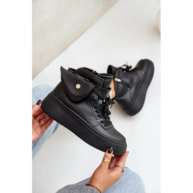 Vysoké sneakers s vreckom na platforme čierne Saramis - Čierna