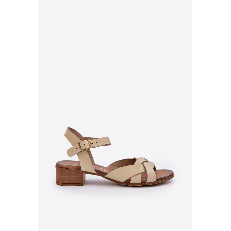 Kožené Sandále Na Jemnom Opätku Svetlo Béžové Zazoo 40372 - Béžová