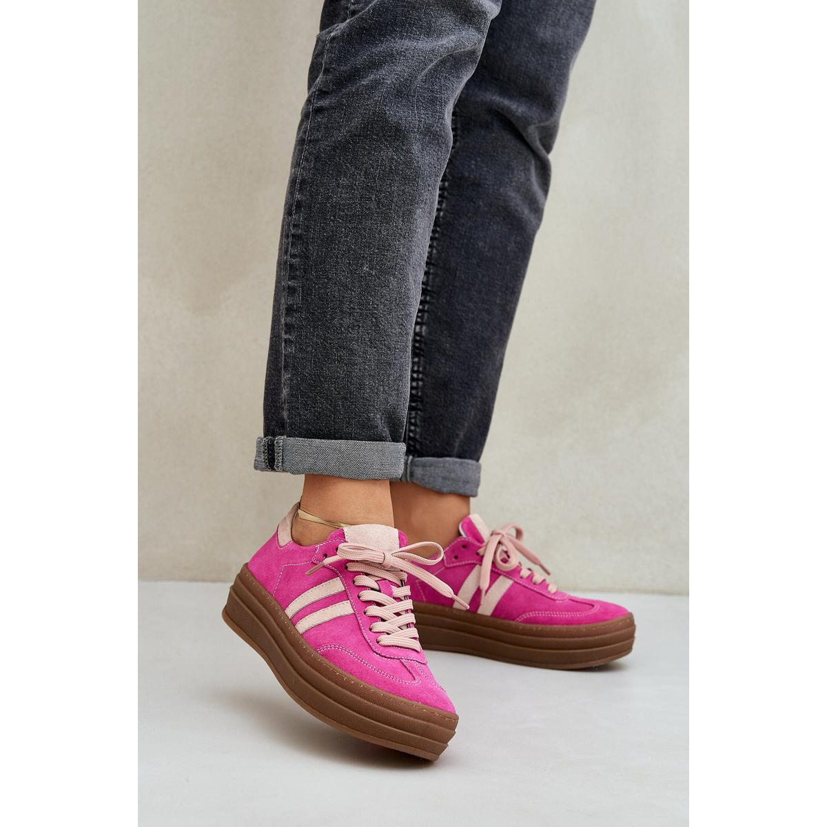 Zazoo N1068S4 Dámske Semišové Tenisky Na Platforme Fuksia - Odtiene ružovej