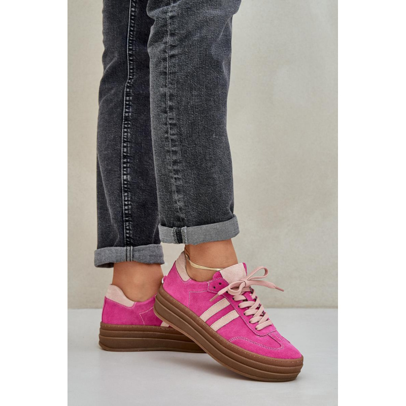 Zazoo N1068S4 Dámske Semišové Tenisky Na Platforme Fuksia - Odtiene ružovej