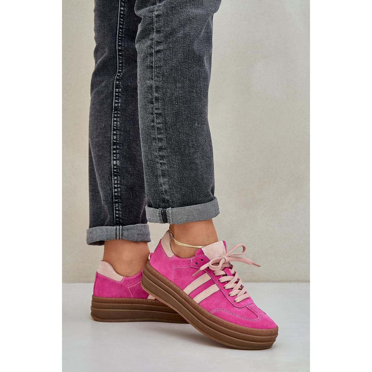 Zazoo N1068S4 Dámske Semišové Tenisky Na Platforme Fuksia - Odtiene ružovej