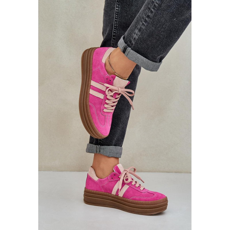 Zazoo N1068S4 Dámske Semišové Tenisky Na Platforme Fuksia - Odtiene ružovej