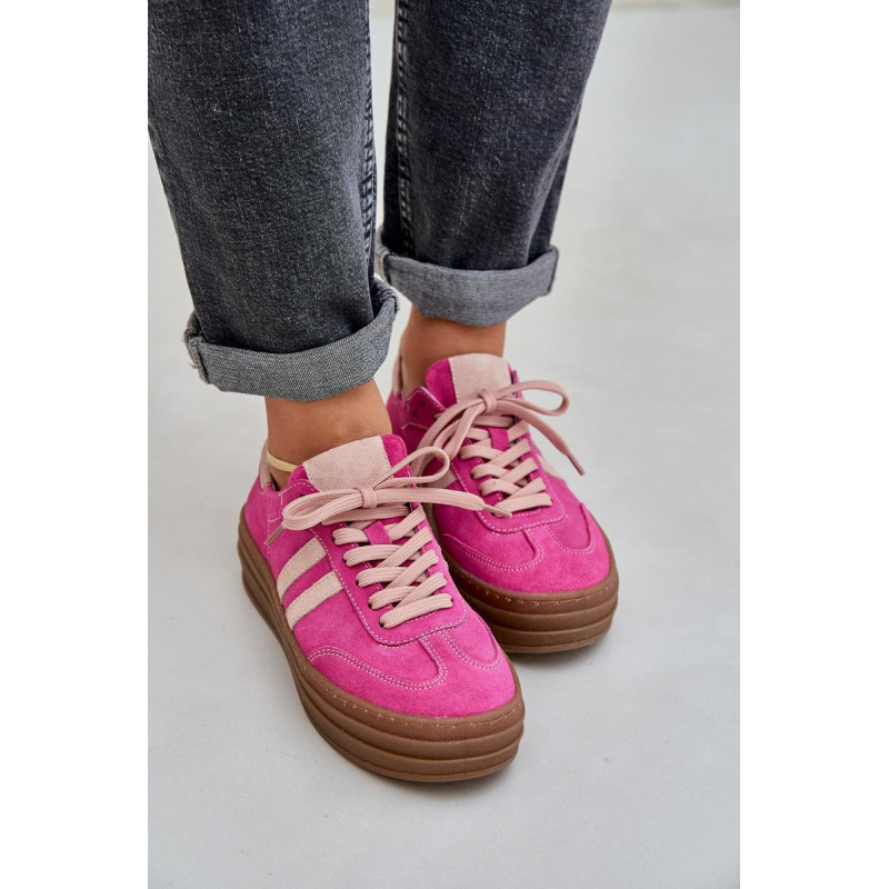 Zazoo N1068S4 Dámske Semišové Tenisky Na Platforme Fuksia - Odtiene ružovej