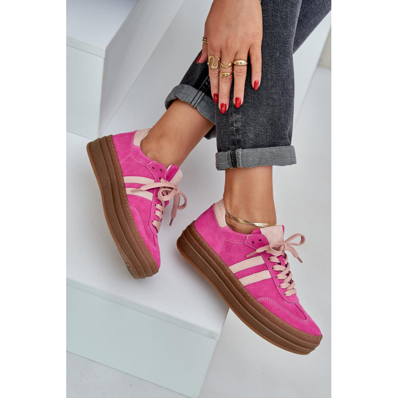 Zazoo N1068S4 Dámske Semišové Tenisky Na Platforme Fuksia - Odtiene ružovej
