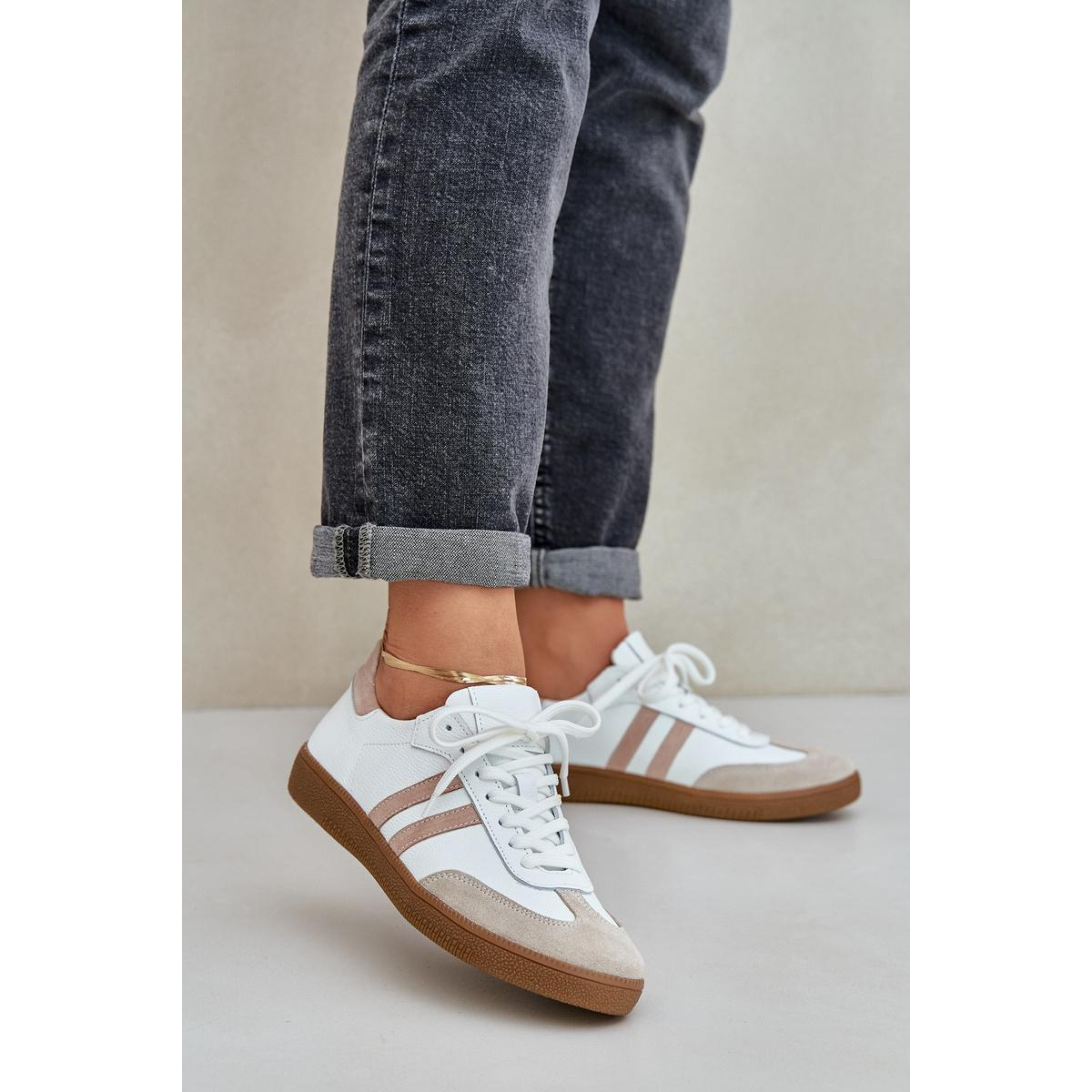 Zazoo N1068 Kožené Nízke Sneakers Dámske Béžové - Béžová