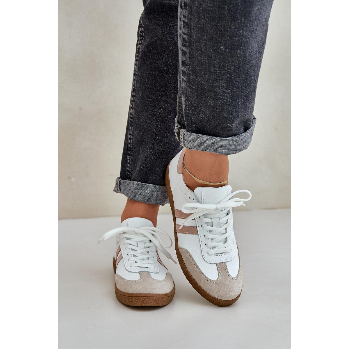 Zazoo N1068 Kožené Nízke Sneakers Dámske Béžové - Béžová