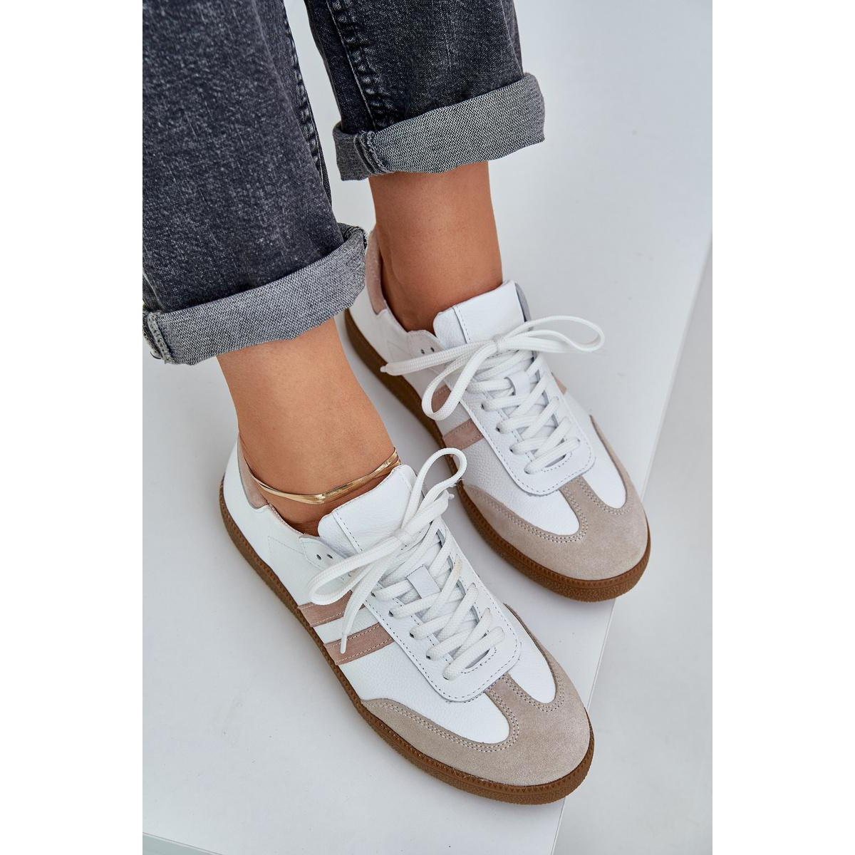 Zazoo N1068 Kožené Nízke Sneakers Dámske Béžové - Béžová