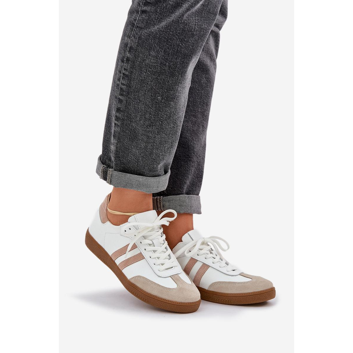 Zazoo N1068 Kožené Nízke Sneakers Dámske Béžové - Béžová