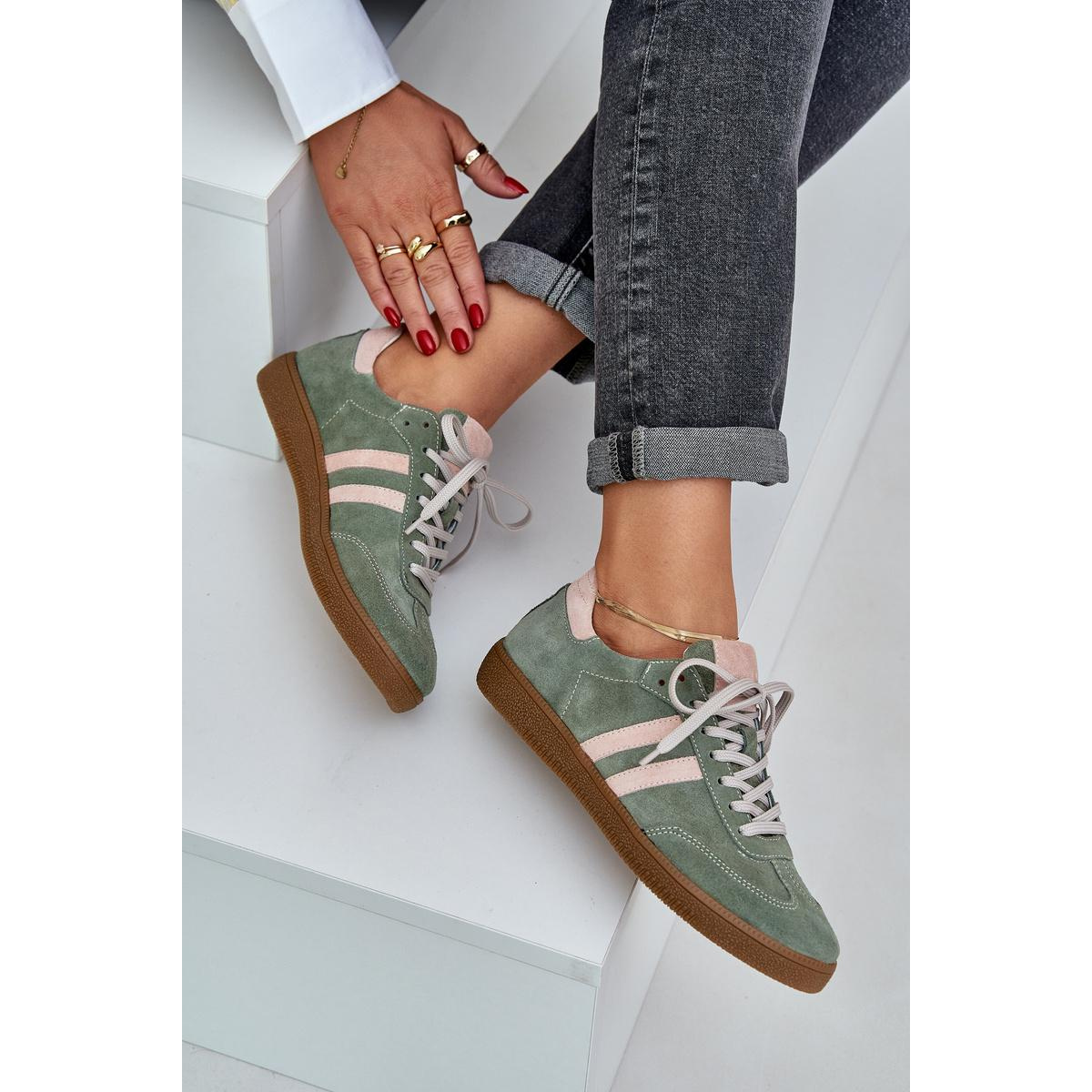 Zelené Nízke Dámske Sneakers Zamatové Zazoo - Odtiene zelenej