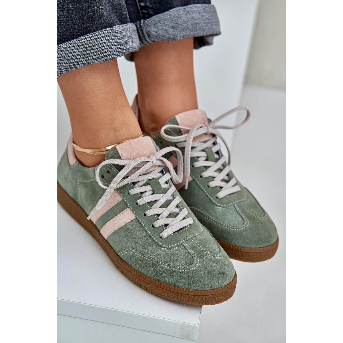 Zelené Nízke Dámske Sneakers Zamatové Zazoo - Odtiene zelenej