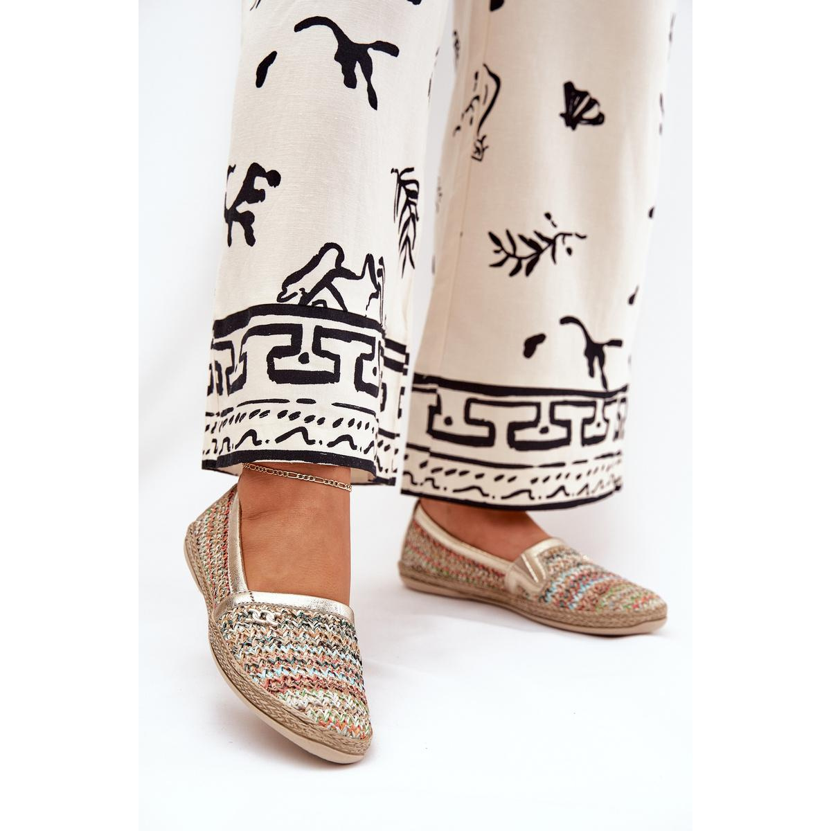 Elegantné Kožené Espadrilky S Pletením Multikolor Zazoo 10178 - Viacfarebné