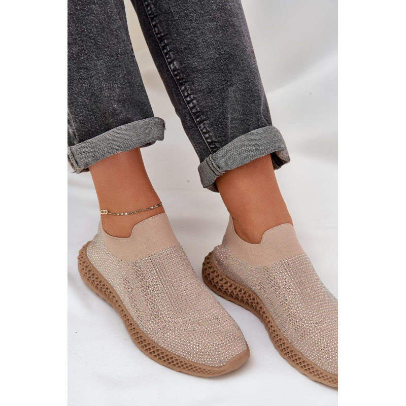 Dámske Slip-On Športové Topánky S Ozdobou D&A TW121 Béžové - Béžová
