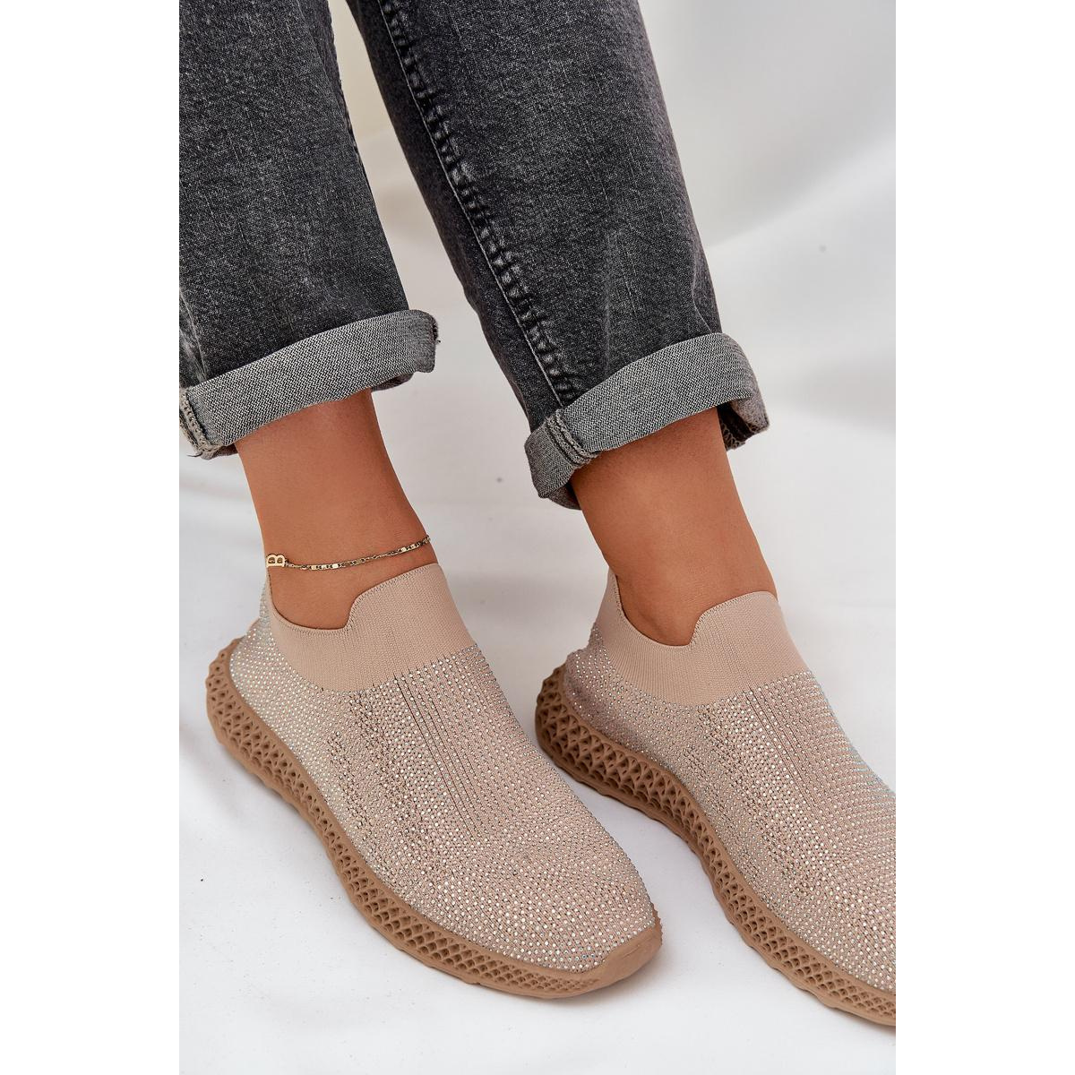 Dámske Slip-On Športové Topánky S Ozdobou D&A TW121 Béžové - Béžová