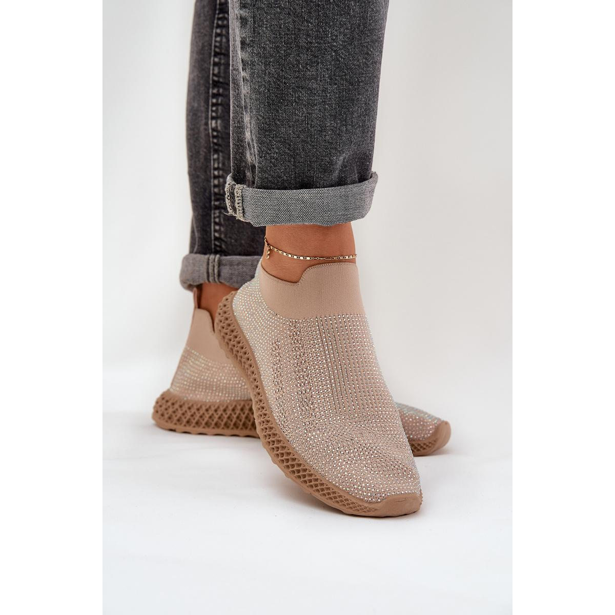 Dámske Slip-On Športové Topánky S Ozdobou D&A TW121 Béžové - Béžová
