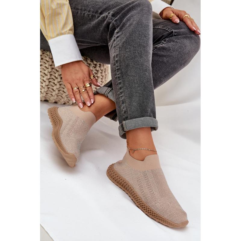 Dámske Slip-On Športové Topánky S Ozdobou D&A TW121 Béžové - Béžová