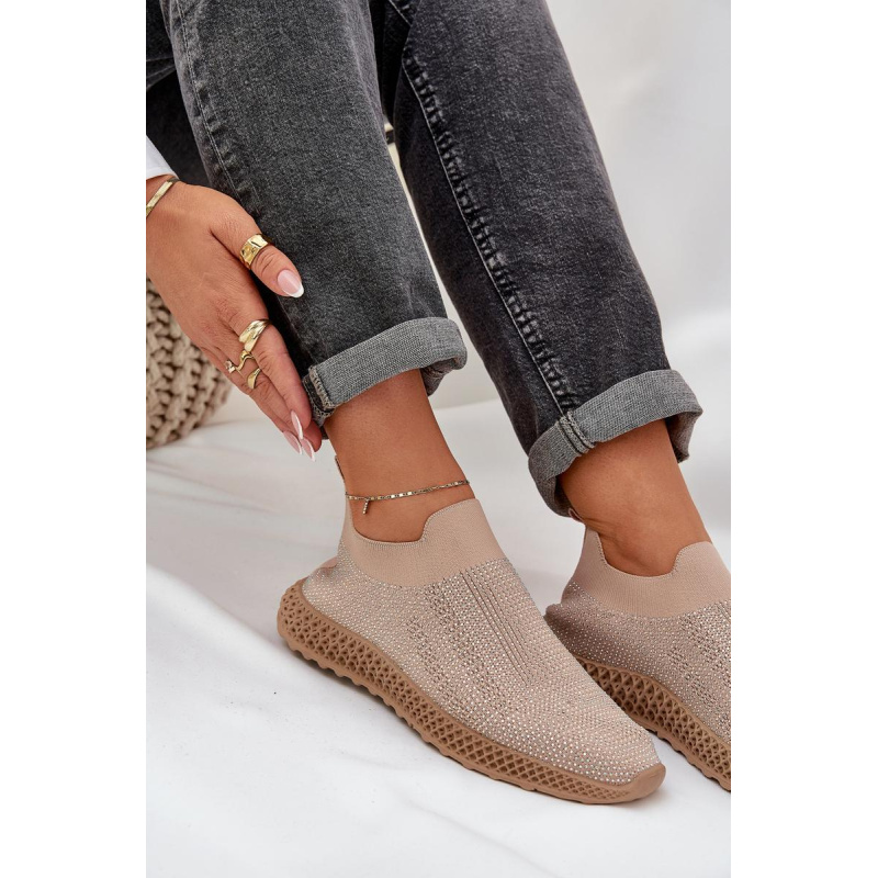 Dámske Slip-On Športové Topánky S Ozdobou D&A TW121 Béžové - Béžová