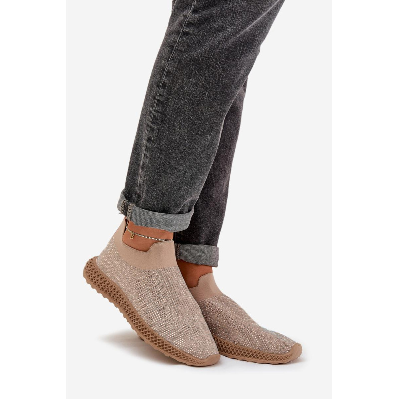 Dámske Slip-On Športové Topánky S Ozdobou D&A TW121 Béžové - Béžová