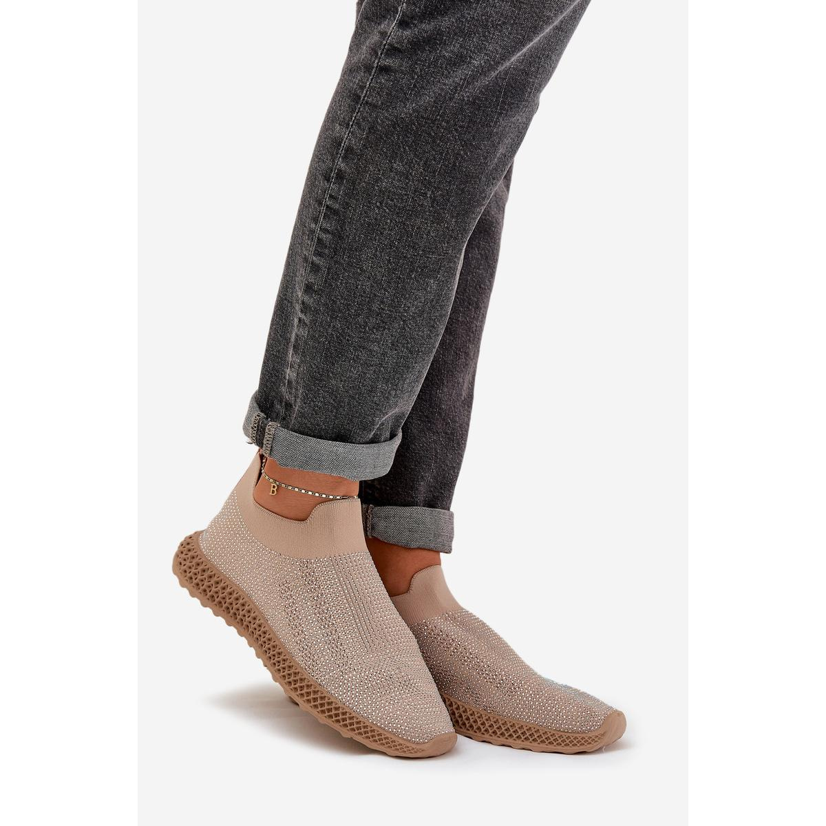 Dámske Slip-On Športové Topánky S Ozdobou D&A TW121 Béžové - Béžová