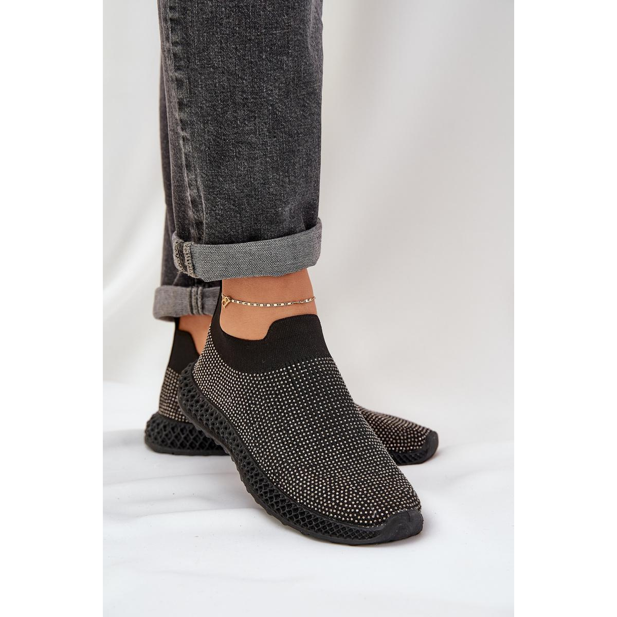 Dámske Slip-On Športové Topánky So Zdobením D&A TW121 Čierne - Čierna