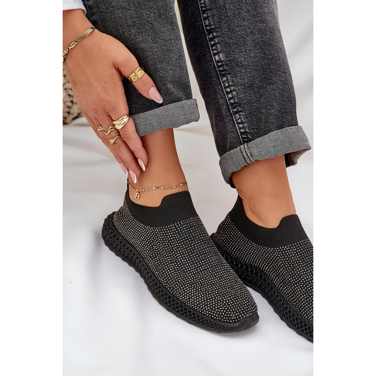 Dámske Slip-On Športové Topánky So Zdobením D&A TW121 Čierne - Čierna