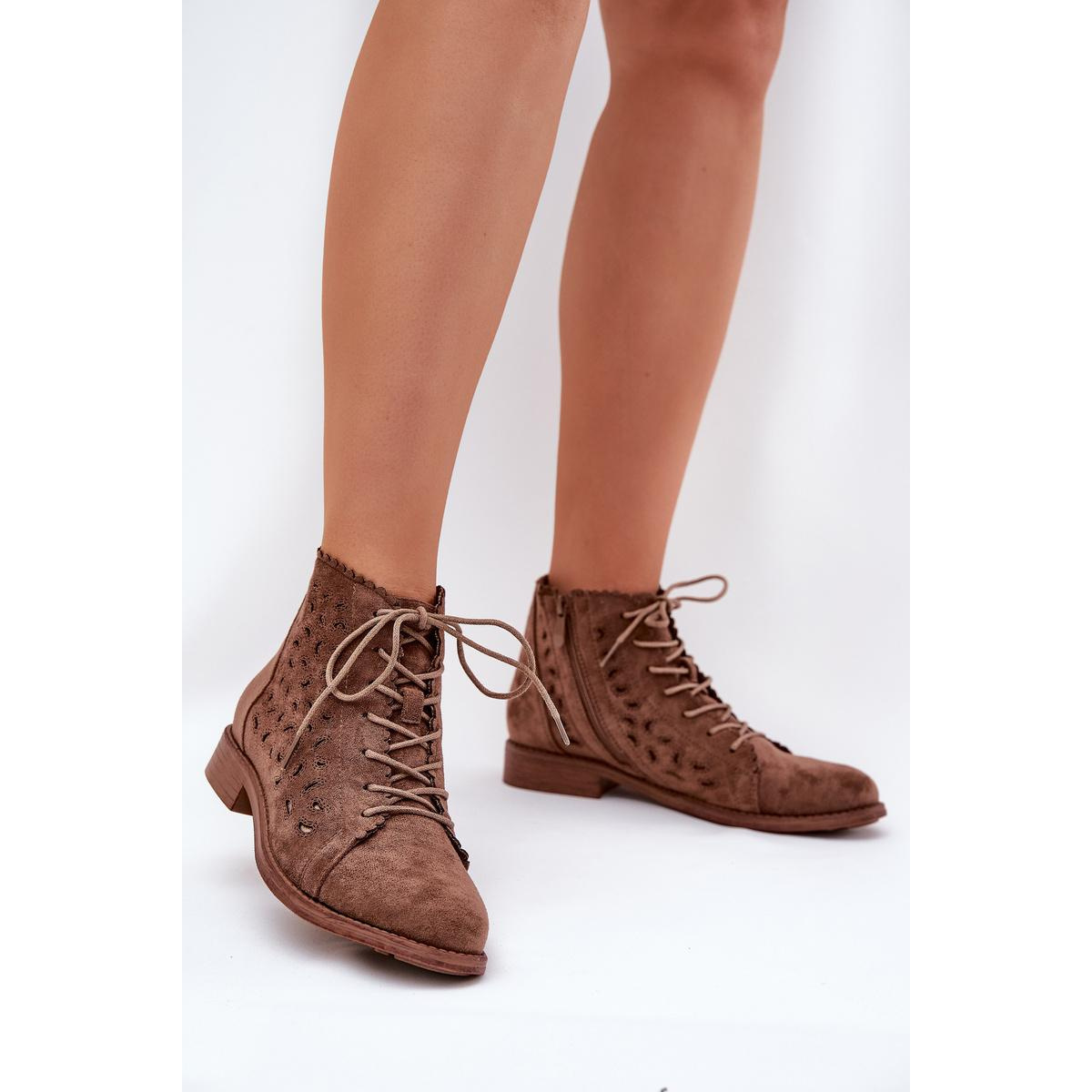 Nízke Čižmy S Dierkovaným Vzorom S.Barski HY51-185 Hnedé - Odtiene hnedej a béžovej