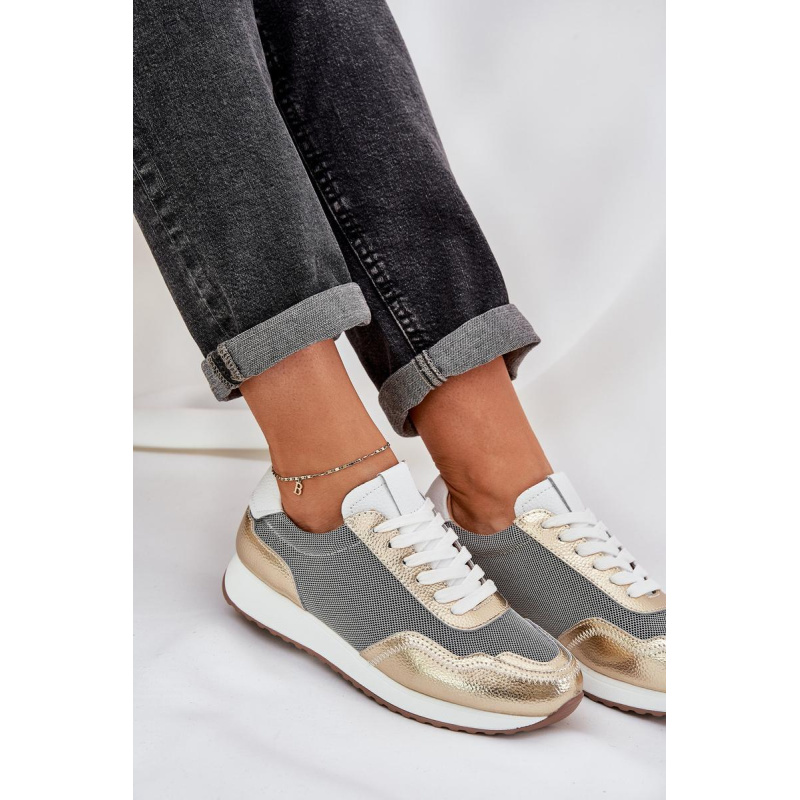 Kožené Športové Topánky Sneakers Dámske D&A LR51-847 Zlaté