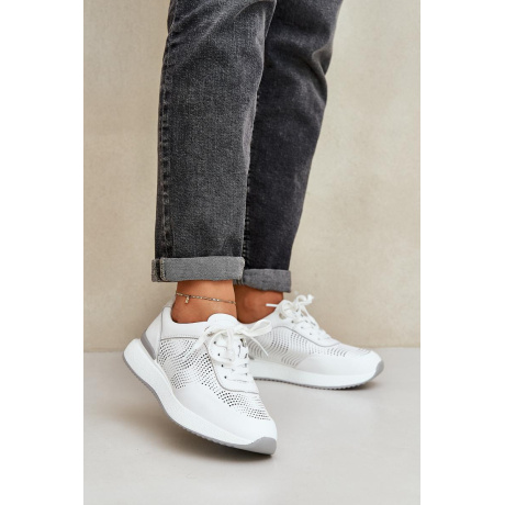 Kožené Športové Topánky Dámske Sneakers S.Barski LR51-551 Biele - Biela