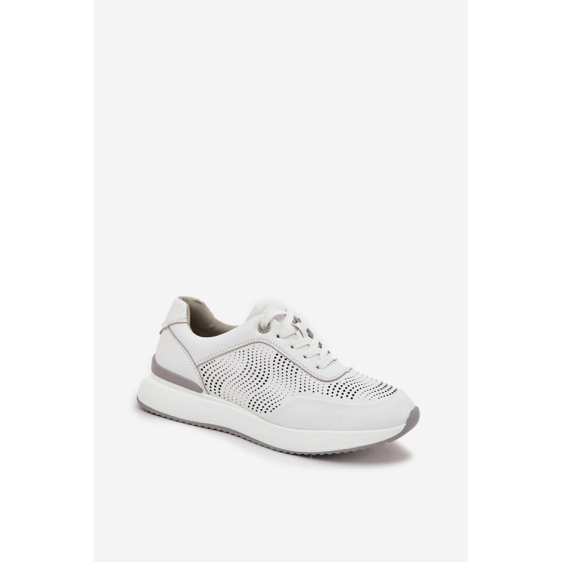 Kožené Športové Topánky Dámske Sneakers S.Barski LR51-551 Biele - Biela