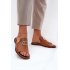 Elegantné Dámske Kožené Pantofle S Dekoráciou Zazoo 3008 Camel - Odtiene hnedej a béžovej