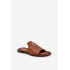 Elegantné Dámske Kožené Pantofle S Dekoráciou Zazoo 3008 Camel - Odtiene hnedej a béžovej