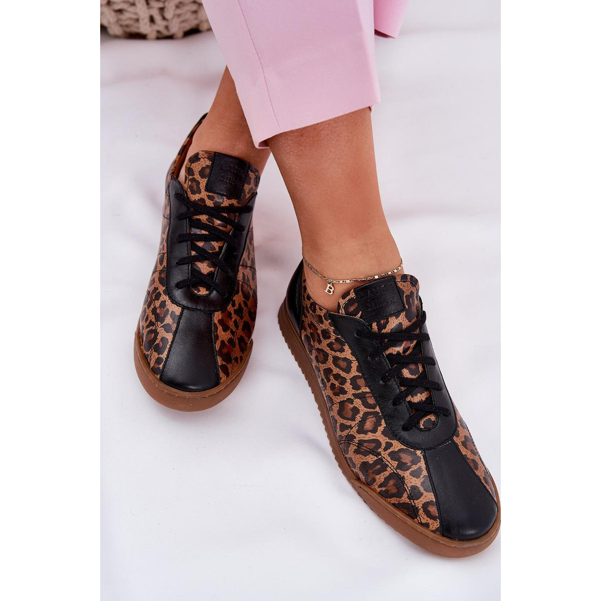 Dámske Kožené Športové Topánky S Leopardím Vzorom Laura 2935 Hnedé - Odtiene hnedej a béžovej