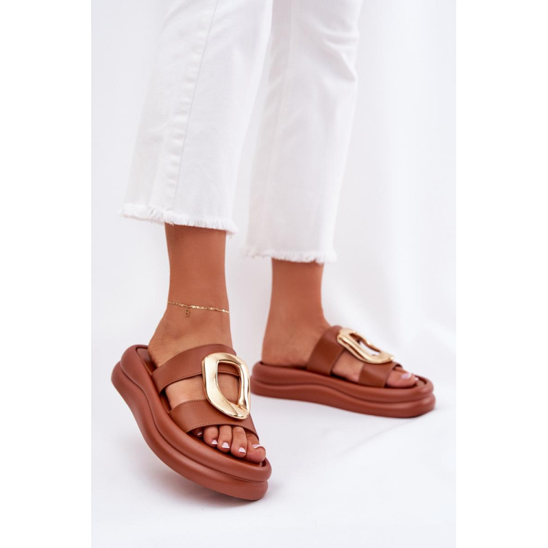 Dámske sandále na platforme so zlatým detailom Camel Ularinea - Odtiene hnedej a béžovej