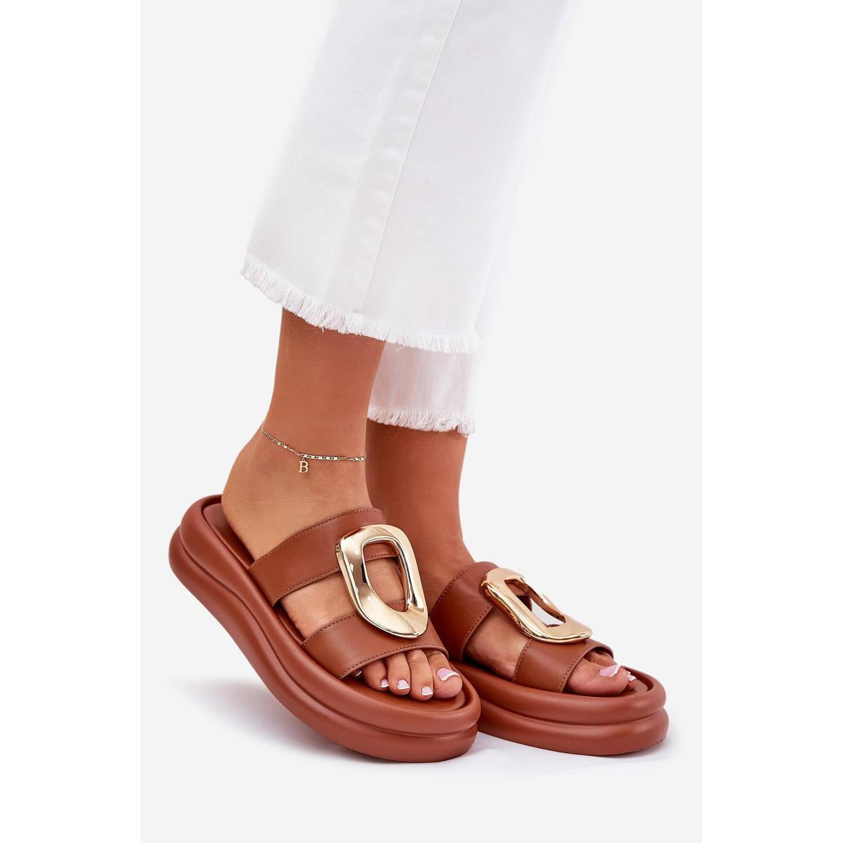 Dámske sandále na platforme so zlatým detailom Camel Ularinea - Odtiene hnedej a béžovej