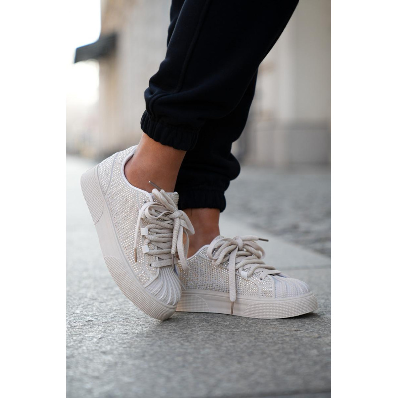 Dámske tenisky so zdobením na platforme béžové Eanneth - Béžová