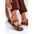 Dámske pantofle s leopardím vzorom na platforme so strapcami a prackami hnedé Ziferte - Odtiene hnedej a béžovej