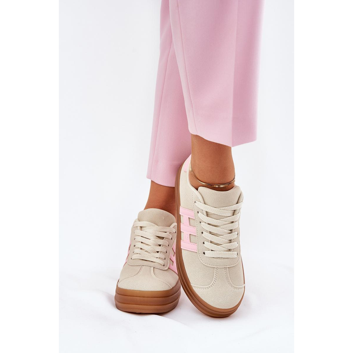 Dámske Tenisky Na Platforme Béžové Syliyana - Béžová