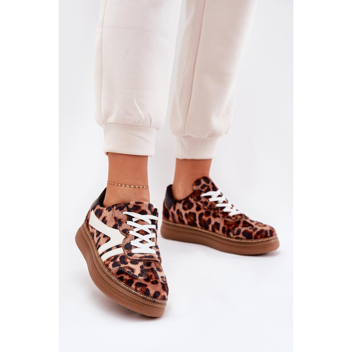 Dámske Tenisky Na Platforme Leopard Hnedé Totter - Odtiene hnedej a béžovej