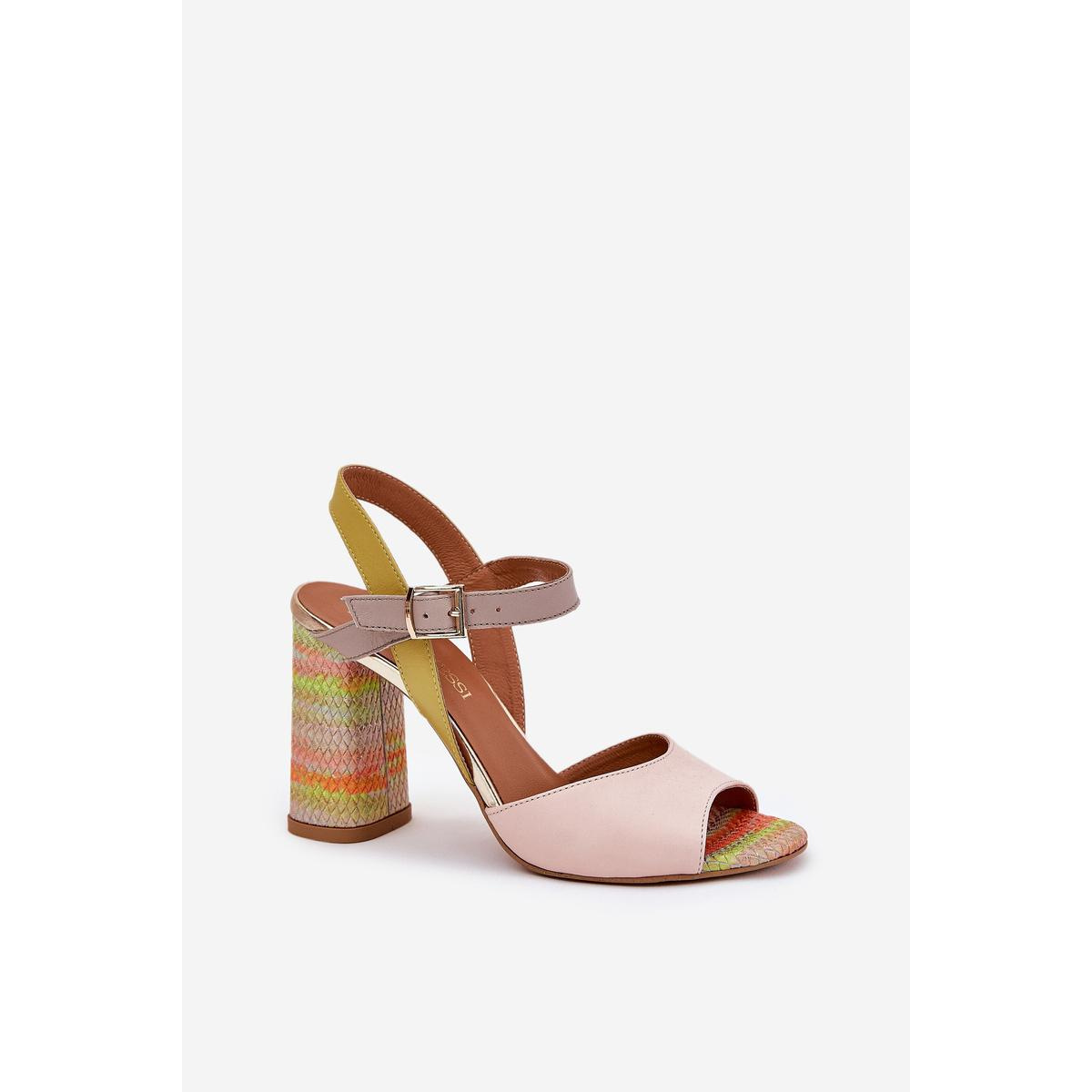 Kožené Elegantné Sandále na Podpätku Laura Messi 2136 Viacfarebné - Viacfarebné