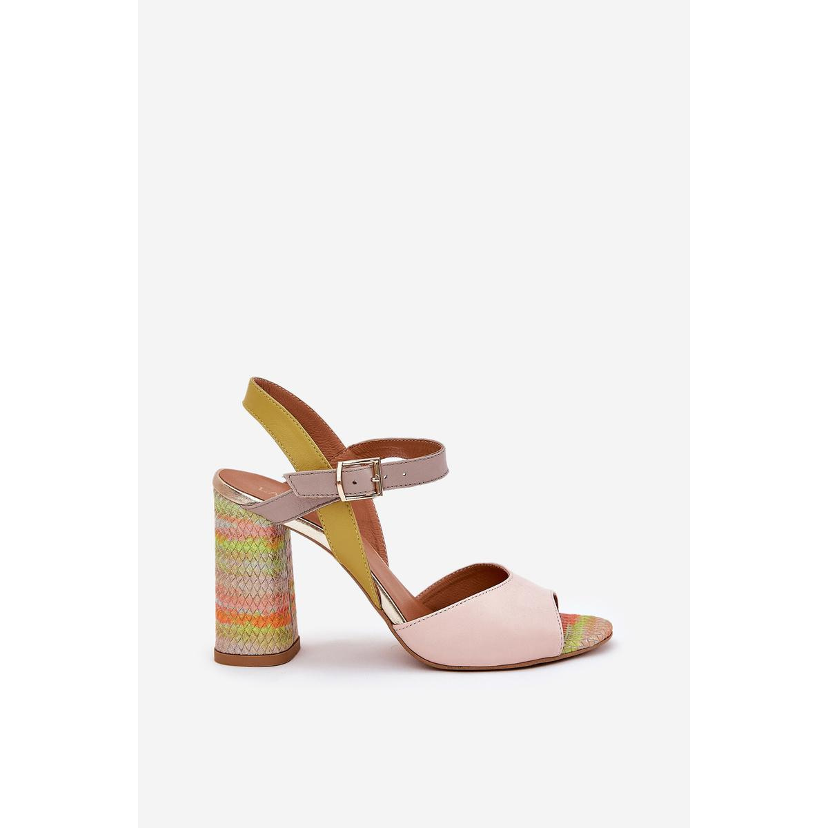 Kožené Elegantné Sandále na Podpätku Laura Messi 2136 Viacfarebné - Viacfarebné