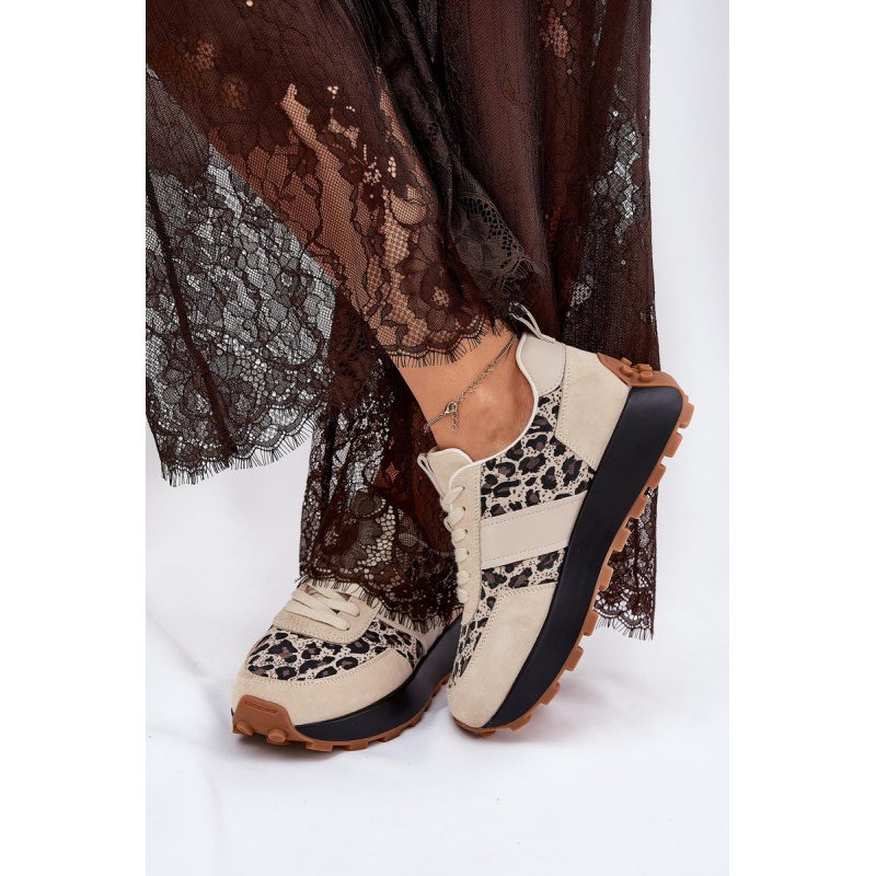 Zamatové Dámske Sneakers Na Platforme Panther Vinceza 66793 Béžové - Béžová
