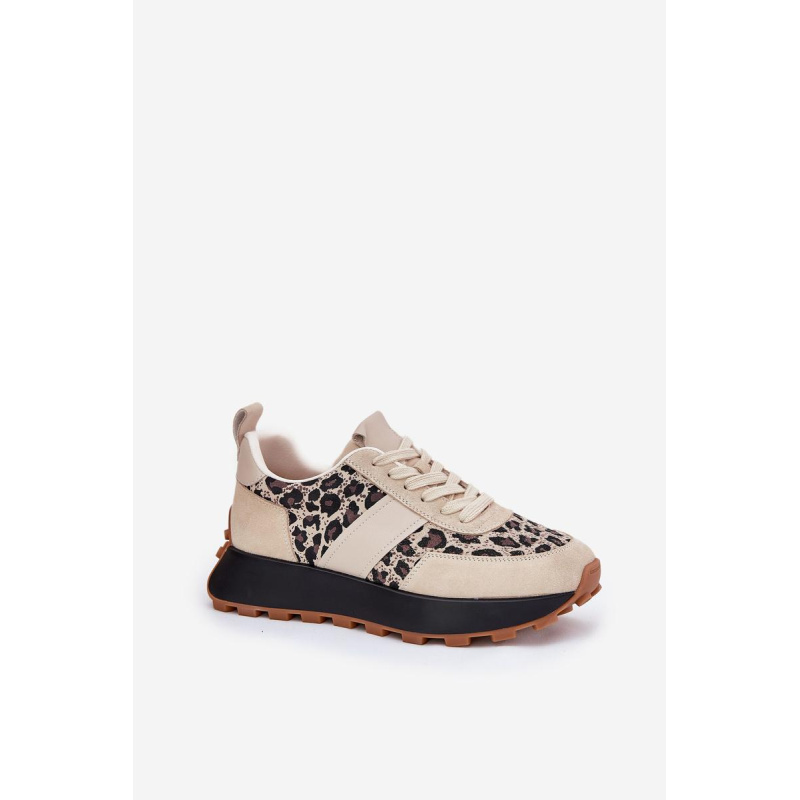 Zamatové Dámske Sneakers Na Platforme Panther Vinceza 66793 Béžové - Béžová
