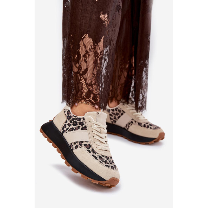 Zamatové Dámske Sneakers Na Platforme Panther Vinceza 66793 Béžové - Béžová