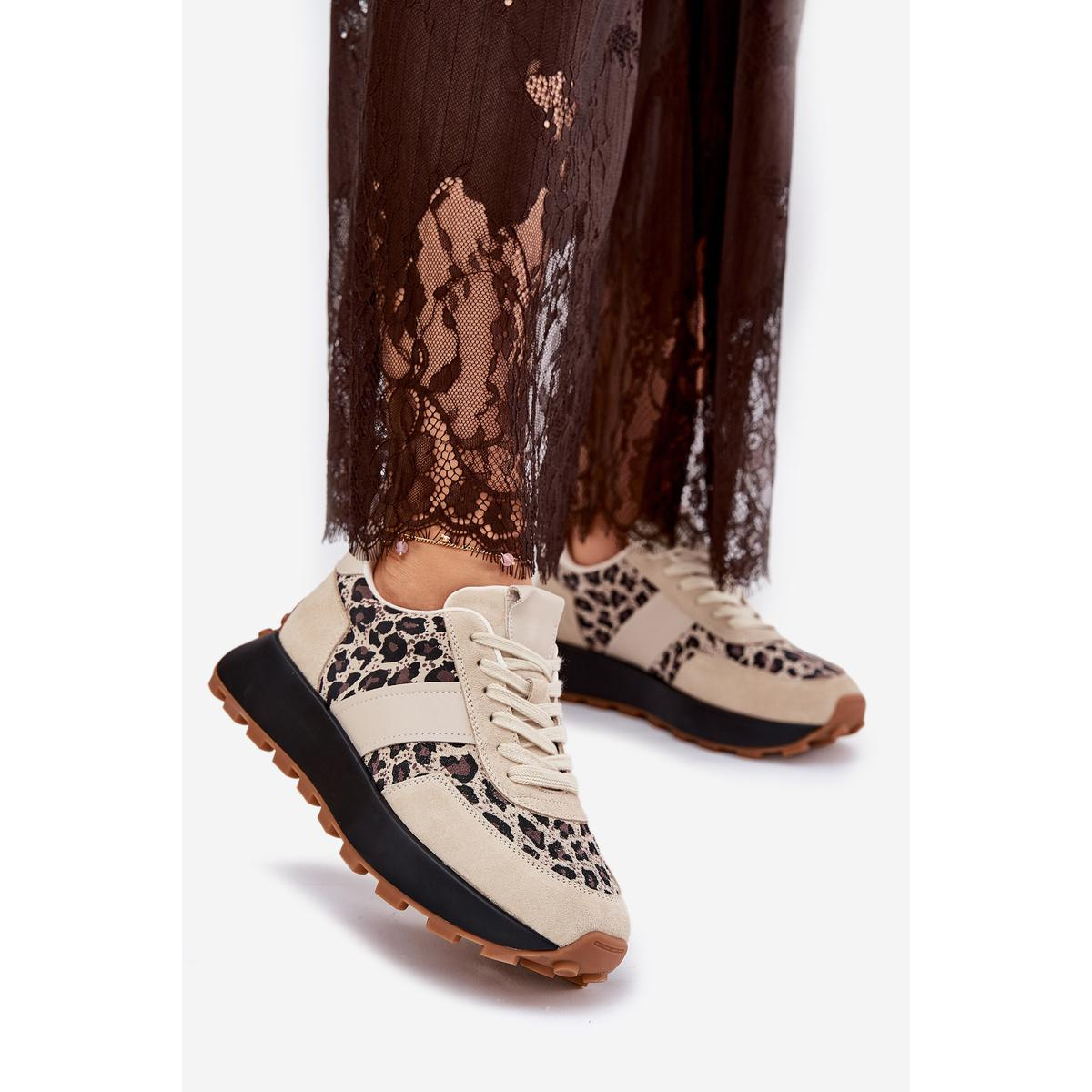 Zamatové Dámske Sneakers Na Platforme Panther Vinceza 66793 Béžové - Béžová