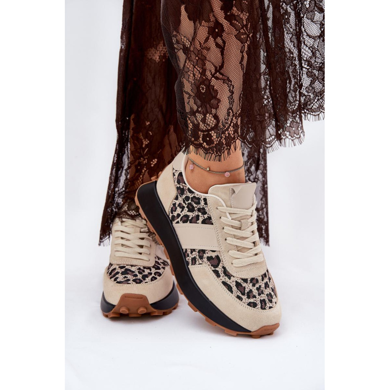 Zamatové Dámske Sneakers Na Platforme Panther Vinceza 66793 Béžové - Béžová