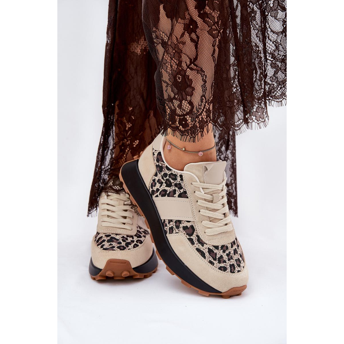 Zamatové Dámske Sneakers Na Platforme Panther Vinceza 66793 Béžové - Béžová